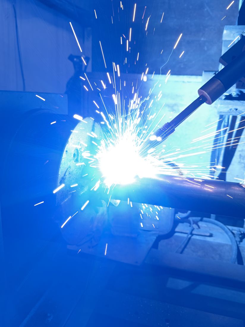MIG welding in progress